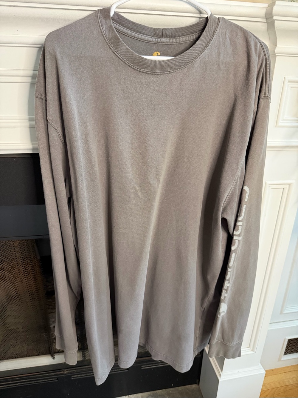 Carhartt Faded Gray Heavyweight Long Sleeve Shirt Sleeve Logo XL